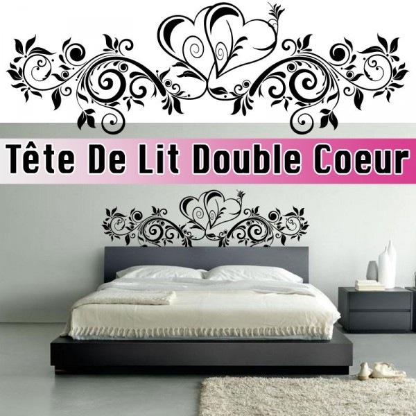 Stickers Tête de Lit Floral Double Cœur ?·.¸¸ FRANCE STICKERS ¸¸.·?