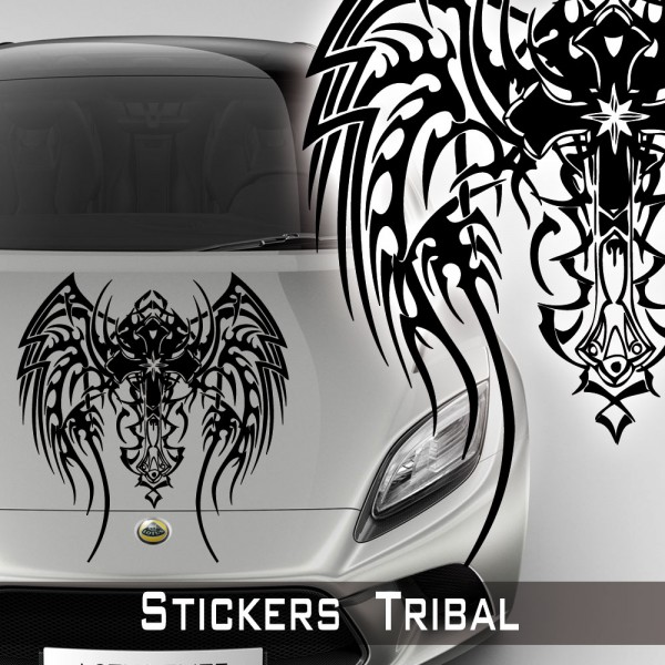 2 Stickers Tribal Tuning Voiture - Stickers de Decoration Couleur Exterieur  Noir