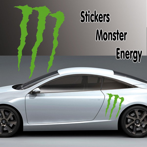 Planche de 6 autocollant stickers Monster Energy vert blanc déco moto  scooter - Cdiscount Auto